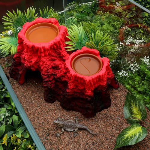 LYL LEYOULAND Reptile Hide Cave, Terrarium Hideout, Extra Large, Water Bowl for Reptiles, Made of Ceramic, Help Shedding for Reptile Amphibians Leopard Gecko