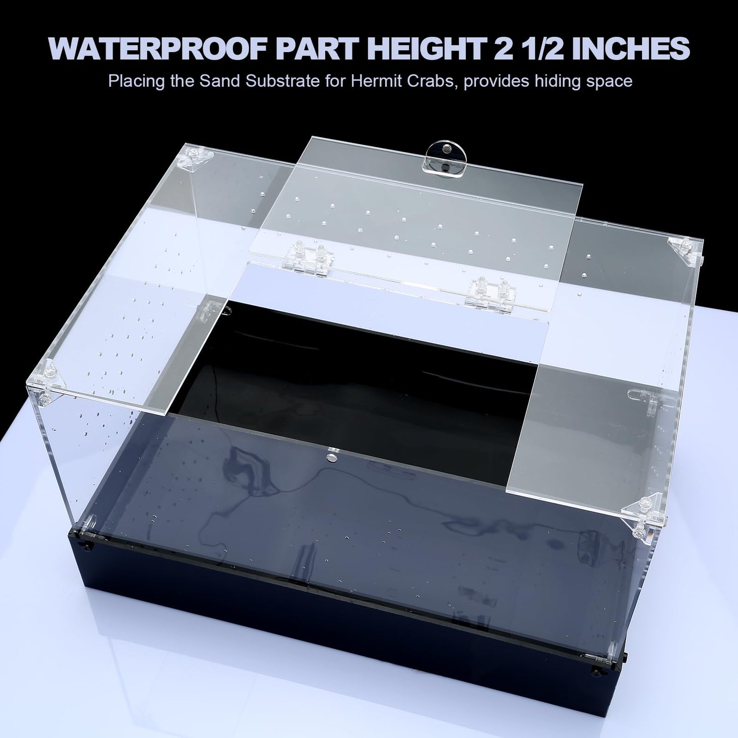 Hermit Crab Tank, Tarantula Enclosure Reptile Terrarium, 15 * 10 * 8 1/2" Acrylic Cage for Insect, Amphibians, Bugs, Snail,Scorpion, Mantis