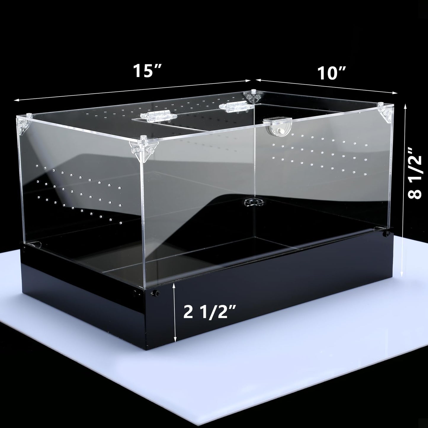 Hermit Crab Tank, Tarantula Enclosure Reptile Terrarium, 15 * 10 * 8 1/2" Acrylic Cage for Insect, Amphibians, Bugs, Snail,Scorpion, Mantis