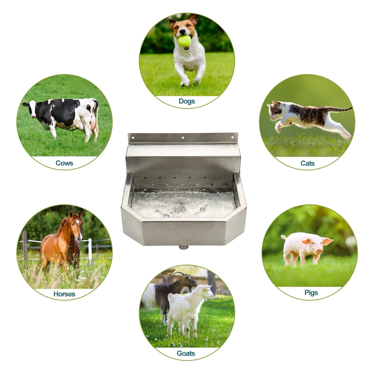 Outdoor Automatic Dog Waterer Bowl Dispenser,Self Filling Stock Waterer for Horses, Cattle, Goats, Pigs, Livestock, Heavy Stainless Steel, Extra Large Farm Animal Waterer Dispenser